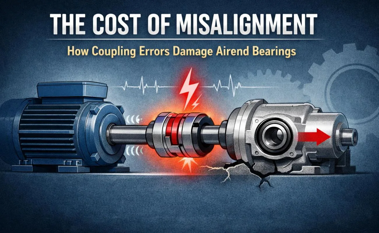 Air Compressor Coupling Errors Damage Airend Bearings